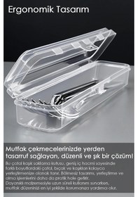 Resim 5'li Çatal Bıçak Kaşık Takımı Saklama Kutusu Seti - Çeyizlik Organizer Düzenleyici Saklama Kabı Şeffaf 