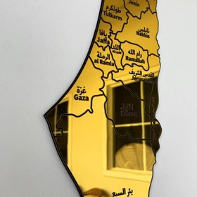 Resim Filistin Haritası Duvar Dekoru - Ahşap Üzeri Aynalı Pleksi - Gümüş / 32 x 90 cm 