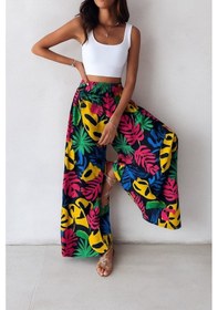 Resim Sensuelle Kadın Yüksek Bel Lastikli Desenli Süprem Pantolon Pembe 