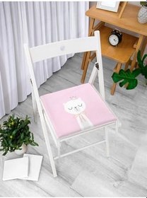 Resim RealHomes Pembe Zemin Uyuyan Ayıcık Desenli Özel Tasarımlı Dijital Baskılı Modern Fermuarlı Sandalye Minderi 