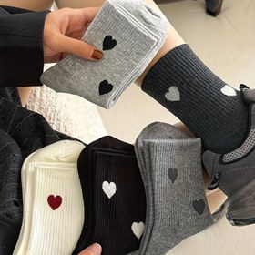 Resim 10 adet 5 Çift Kadın Orta Bacak Çorapları Kalp Desenli, Bacak Çorapları - Zarif Kalp Desenli Tasarım, Kumaşta Kalp Deseni ile Özelliktedir - Yumuşak, Elde ve Makinede Yıkanabilir, Çift Çorap, Rahat Kadın Çorapları Günlük Giyim için 