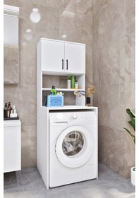 Resim Ases Mobilya Esl0231 Çamaşır Makinesi Dolabı Banyo Dolabı Beyaz-safir Meşe Beyaz 