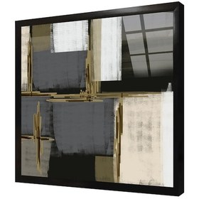 Resim Gri Yeşil Dekoratif Soyut Çerçeveli Cam Tablo-171994 