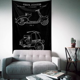 Resim Vespa Chalkboard Duvar Örtüsü - 60 cm x 90 cm 