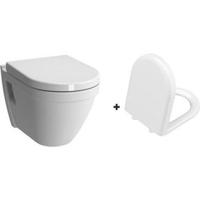 Resim Vitra S50 Rimex Kanalsız Asma Klozet +Vitra Yavaş Kapanan Kapak (121-003-909) - Beyaz S50 