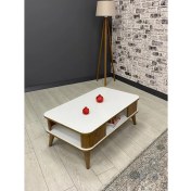 Resim Kumsal Oval Kenar 100* 60 Orta Sehpa Beyaz-Ceviz 