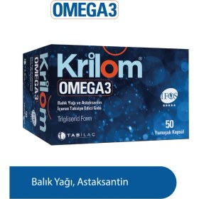 Resim Krilom Omega 3 50 Yumuşak Kapsül Balık Yağı Türkiye Menşeli Astaksantin İçeren Takviye Gıda 