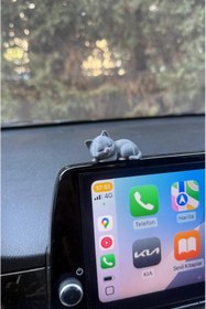 Resim DecoVera 1 Adet Sevimli Mini Gri Yatan Kedi, Araba Süsü, Dekor, Masa Dekoru, Torpido Aksesuarı 