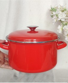 Resim 26 Cm Büyük Boy Turuncu Emaye Kapak 5 Buçuk Litre Süt Yoğurt Güveç Yemek Derin Tencere Turuncu 