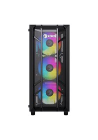 Resim Zoko Hunter 4x12 CM ARGB Fan Mesh Panel Temperli Cam Bilgisayar Kasası Siyah 