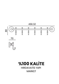 Resim Çelik Banyo Paslanmaz Pirinç Dilek 6 Lı Askılık Gri 