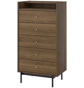 Resim 5 Çekmeceli Şifonyer, Kahverengi Ceviz Görünüm, 70x48x132 Cm Ceviz 