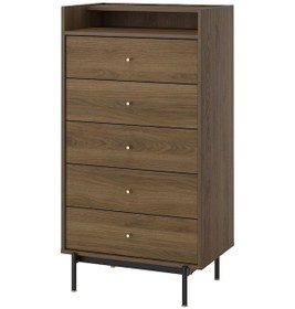 Resim 5 Çekmeceli Şifonyer, Kahverengi Ceviz Görünüm, 70x48x132 Cm Ceviz 