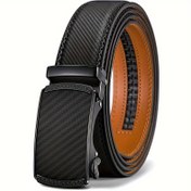 Resim Erkek İkinci Katmanlı Deri, Kayar Cırcırlı Kemer - Otomatik Toka, & Kahverengi İki Tonlu Tasarım, Dayanıklı & Şık, Takım Elbise, Gömlek ve Resmi Giyim için - Mükemmel Babalar Günü Hediyesi, Resmi Aksesuar, Şık Aksesuar, Yüksek Kaliteli İşçilik 