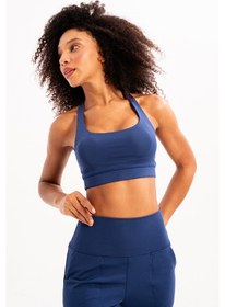 Resim Justever Sırt Detaylı Hafif Destekli Çıkarılabilir Pedli Bra Lacivert Kadın Sporcu Sütyeni - Surge Lacivert 