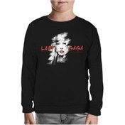 Resim Lady Gaga - Face Siyah Çocuk Sweatshirt Siyah 