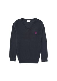 Resim U.S. Polo Assn. Kız Çocuk Lacivert V Yaka Basic Kazak 50316777-VR033 