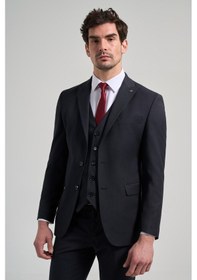 Resim İmza Koyu Lacivert Çizgili Desen 2 Düğme Classic Esnek Slim Fit Takım Elbise 1001250158 Koyu Lacivert 