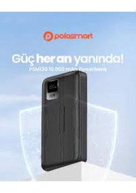 Resim Polosmart Psm130 Taşınabilir 20w Pd Çıkışı Dijital Göstergeli Şarj Cihazı Powerbank 10.000 Mah Siyah siyah 