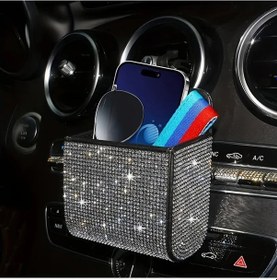 Resim Hightower Yaseenlın Bling Oto Hava Menfezi Saklama Çantası Simli Organizer Araç İçi Dekor 