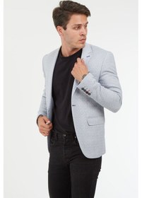 Resim Sposo 5127 Dar Kalıp Yarım Astarlı Gri Erkek Blazer Ceket Gri 