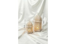 Resim Özbience Şık Beyaz Tealight Fener Seti, Ramazan ve Özel Günler Için 