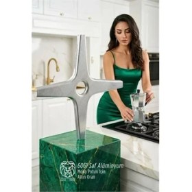 Resim Butik Emily Rosewood Serisi Saf Alüminyum Moka Pot ve Cezve Ocak Küçültücü - Kamp Yardımcısı 