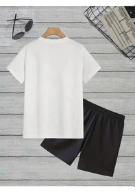 Resim Startmore Erkek Beyaz''renkli Built Different Baskılı'' Basic Oversize T-shirt- Şort Takım Strup0000000000014 Beyaz 