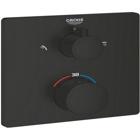 Resim Grohe Grohtherm Termostatik Banyo/duş Bataryası 2 Çıkışlı Divertörlü - 1022092430 Siyah Siyah 