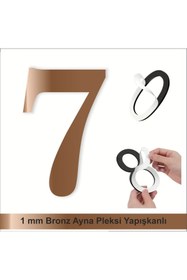Resim zafrakreklam Kapı Daire Numarası 1 mm Bronz Ayna Pleksi Yapışkanlı No - 7 YEDİ 