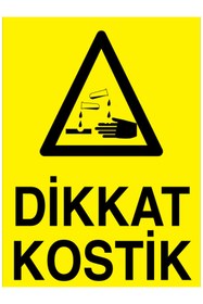 Resim Uytab Dikkat Kostik Uyarı Tabelası - 35x50 Alüminyum Kompozit Panel - KM18 