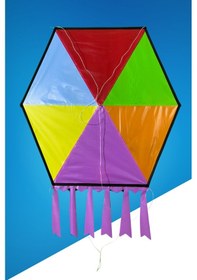 Resim Kumaş Çerçeveli Altıgen Uçurtma - Karmarenk 