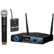 Resim König K-312 Uhf Çift Kanal 1 El + 1 Yaka Mikrofon 