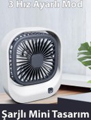Resim nextbuy 3 Kademeli Masaüstü Ve Araç Fan Vantilatör Pervane Ayarlanabilir başlık Beyaz Şarjlı BWFN2 