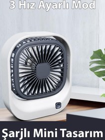 Resim nextbuy 3 Kademeli Masaüstü Ve Araç Fan Vantilatör Pervane Ayarlanabilir başlık Beyaz Şarjlı BWFN2 