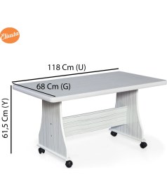 Resim Eliusta Tekerlekli Mdf Masa %100 Mdf Çocuk Odası Masası Orta Sehpa 