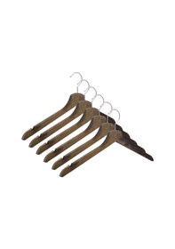 Resim Nyn Ahşap M-002 Ç Elbise Gömlek Askısı Ceviz Renk 6 Adet 