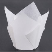 Resim Anjiexun 50 Adet Lale Kek Kalıbı, Lale Pişirme Kağıdı Beyaz 