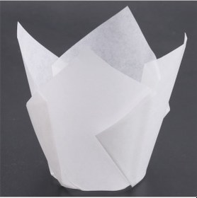 Resim Anjiexun 50 Adet Lale Kek Kalıbı, Lale Pişirme Kağıdı Beyaz 