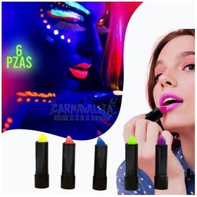 Resim Karanlıkta Parlayan Yanan Uv Neon Ruj Yüz Boyama 6 Adet 6 Renk - Mg-874080 
