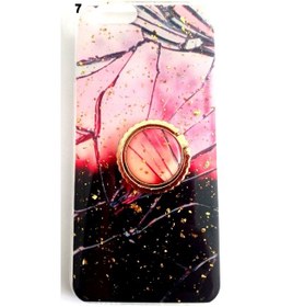Resim Apple Uyumlu iPhone 6/6s Yüzüklü Simli Mermer Desenli Kılıf 