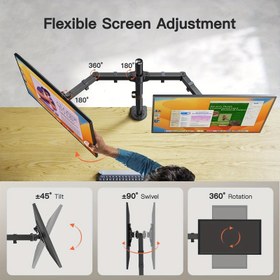 Resim 76.2 cm'ye kadar 2 bilgisayar ekranı için tamamen ayarlanabilir çift monitör kolu - BEISHI Markası 