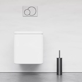 Resim Paslanmaz Çelik Mat Siyah Wc Fırçası, 304 Kalite Tuvalet Fırçası, Yıkanabilir Ömür Boyu Kullanım 