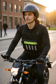 Resim SEVENTEEN -UNISEX 3 BÖLMELİ ÖN ARKA REFLEKTÖRLÜ MOTOSİKLET VE BİSİKLETLİ KURYE GÖĞÜS ÇANTASI 