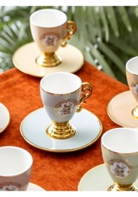 Resim Markız 6 Kişilik Porselen Kahve Fincanı Takımı - 90 Ml Çok Renkli 