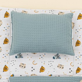 Resim Alt Açma Matı ve Yastık - Çift Taraflı - Petrol Mavisi Petek - Zoo 