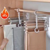 Resim 9 Katlı Kaymaz Kaplamalı Tasarruflu Metal Pantolon Askısı – 5 Kancalı, Paslanmaz Çelik Tasarım ile Dağınıklığı %80 Azaltır, Dar Kesim Kot ve Denim Kumaşlar İçin İdeal 