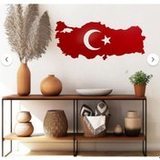 Resim Türkiye Haritası Kırmızı Mdf Duvar Tablosu 50cmx22cm - 