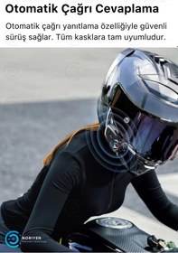 Resim Y80 Yeni Nesil Motosiklet Kask Interkom Mikrofonlu Gürültü Engelleyici Işıklı 5.3 Bluetooth Kulaklık 