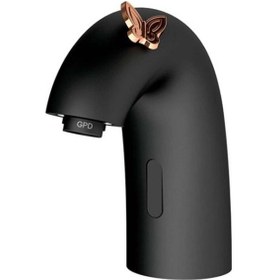 Resim Gpd 105 Siyah Rose Kelebek Pvd Çift Su Girişli Fotoselli Lavabo Bataryası 